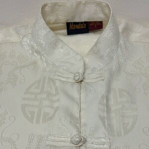 Mandala White Embroidered Men's Silk Shirt